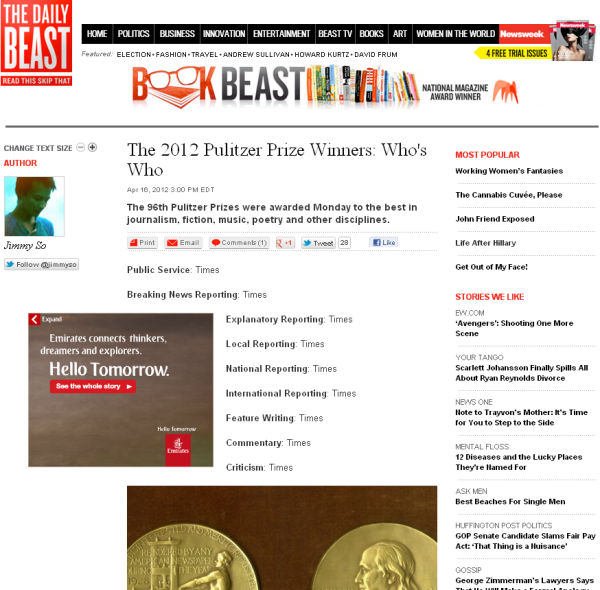 Daily Beast Pulitzer