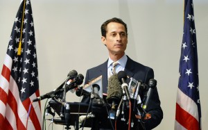 Rep. Anthony Weiner speaks during his p