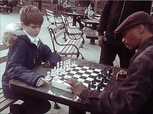 Jamie playing chess