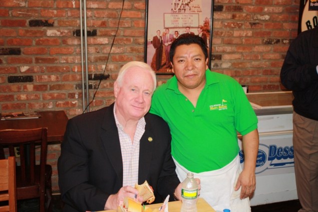 Martin Golden, with the sandwich that bears his name (Photo: Senator Martin Golden).