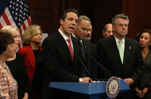 Governor Andrew Cuomo speaking to reporters on Capitol Hill yesterday. (Photo: Getty)