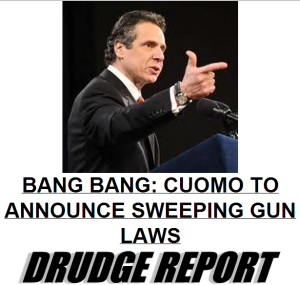 Gov. Cuomo's speech today is attracting notice. (Photo: DrudgeReport.com)