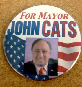 One of John Catsimatidis' campaign buttons. 