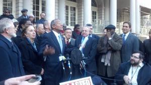 Councilman Robert Jackson speaking at the press conference.