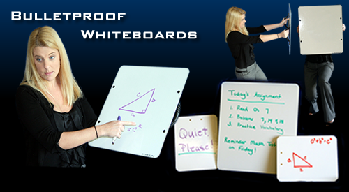 A model demonstrates the world's most secure whiteboard. (Hardwire LLC)