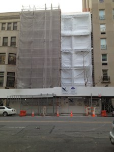 The exterior of the two townhouses today.