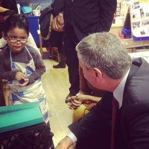 Bill de Blasio's Twitter criticism included a photo of a child he said would be harmed by Speaker Quinn's agenda. (Photo: @deBlasioNYC)