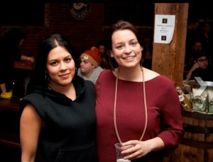 Food Republic’s Eva Karagiorgas and, left, Tumblr’s Jen Pelka at their companies’ co-hosted Super Bowl party. (Photo by Jason Burke.)