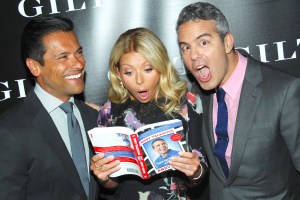 Mark Consuelos, Kelly Ripa, Andy Cohen.