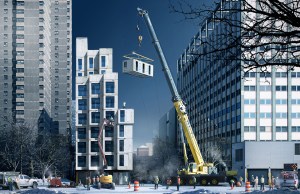 The winning proposal by Monadnock Dev., Actors Fund Housing Dev. Corp. and nARCHITECTS.