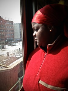 Anne Pierre on the subway.