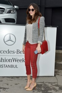 A guest at Istanbul fashion week sports an IRO jacket.