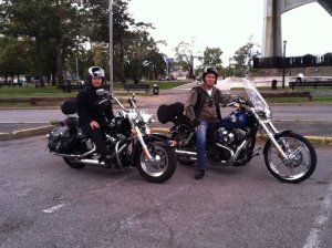 John Liu and Peter Vallone Jr. pose on their sweet rides. (Photo: Facebook)