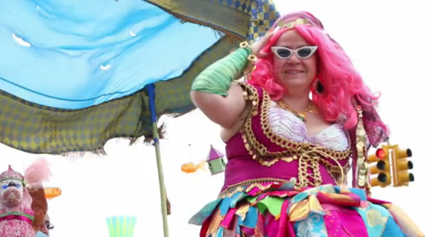 A colorful Mermaid Parade-goer (Featured in the parade's Kickstarter video)
