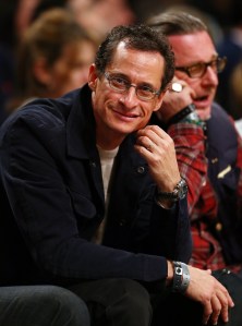 Anthony Weiner at a basketball game. (Photo by Elsa/Getty Images) 