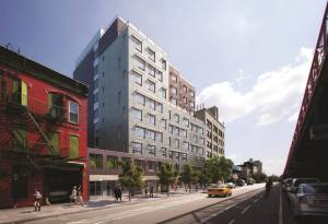 A rendering of the Dattner Architects-designed building slated to rise at the site.