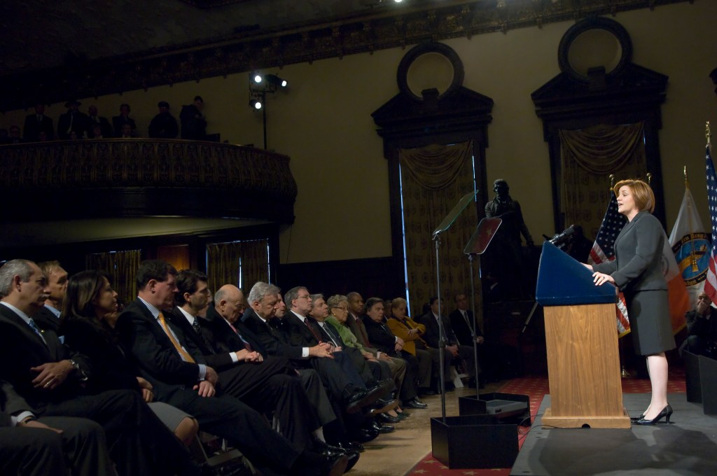 Christine Quinn delivers final State of the City address. (Photo: William Alatriste)