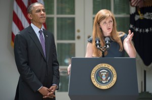 President Barack Obama and Samantha Power. (JIM WATSON/AFP/Getty Images)