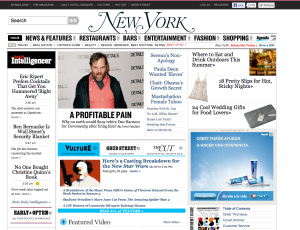 Screenshot of the old NYMag homepage. 