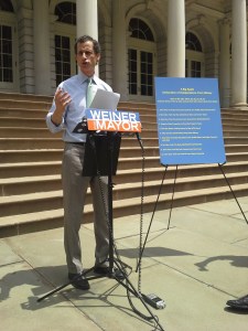 Anthony Weiner rolls out his New York City "Bill of Rights" this afternoon.