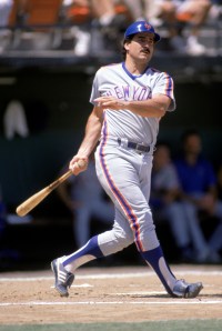 Keith Hernandez follows his swing in a 1988 game.