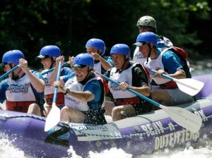 Mayor Michael Bloomberg on a raft! (Photo: The Associated Press via Twitter)