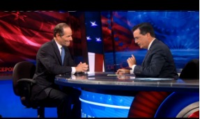 Eliot Spitzer on The Colbert Report last night. (Photo: ColbertNation.com)