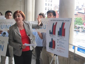Christine Quinn wants to crack down on kids' meals.