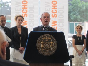 Mayor Bloomberg at The New School today.