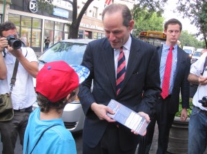 Eliot Spitzer campaigning in Queens.