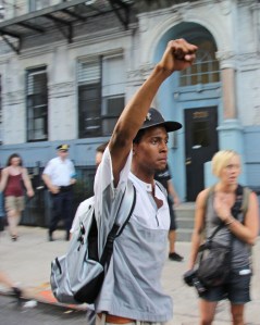 A protester at the 'Justice for Trayvon' march to Times Square (Órla Ryan).
