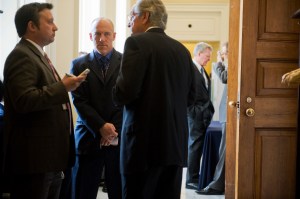 Mark Leibovich interviewing Sen. Tom Harkin. (Photo By Tom Williams/Roll Call)