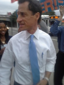 Anthony Weiner outside the mayoral forum in Jamaica, Queens. 
