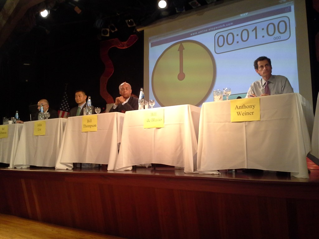 The mayoral candidates take the stage in Brighton Beach. 