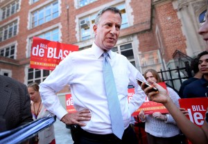 NYC Mayoral Candidate Bill De Blasio Holds Press Conference