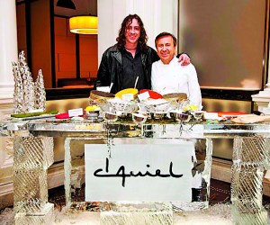 Joe O'Donoghue and Daniel Boulud at the chef's 20th anniversary party. (Photo credit: Joe O'Donoghue).