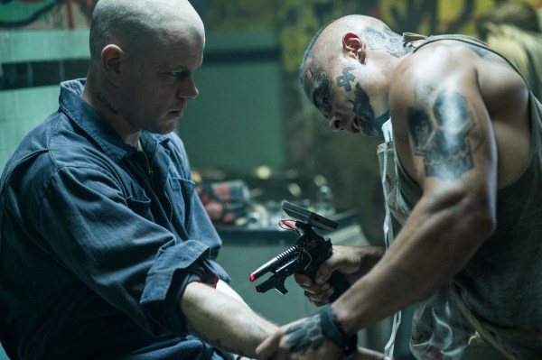 Matt Damon gets ready to kick some ass in Elysium.