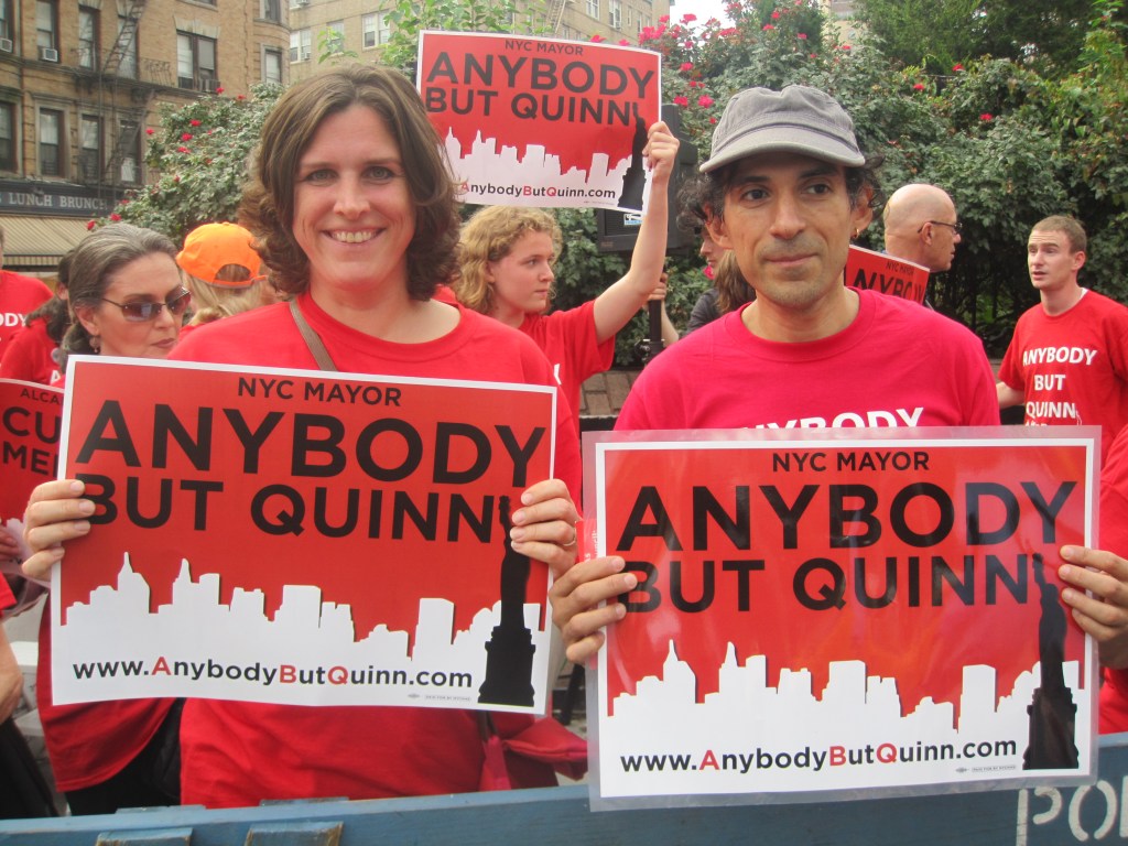 Anti-Quinn activists at this evening's rally.