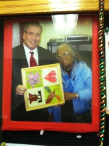 A photo of Mr. Stringer on the wall at the NYCHA housing complex. 
