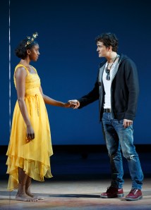 Condola Rashad and Orlando Bloom in 'Romeo and Juliet.' (Photo by Caroll Rosegg)