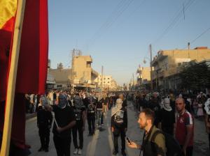 Danny Gold at a demonstartion in Qamishli, Syria (photo courtesy of Danny Gold)