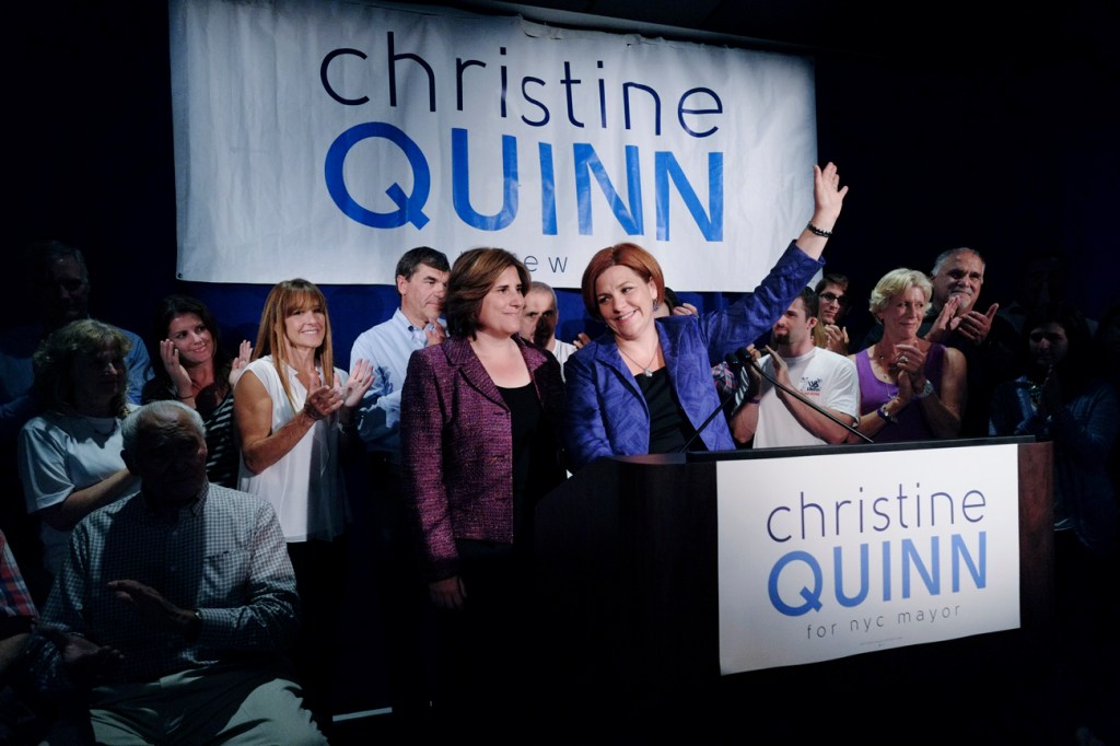 Christine Quinn concedes defeat at Chelsea watch party.