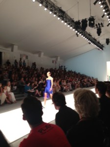 One of the sheaths at the Osklen fashion show. (Hugh Bassett)