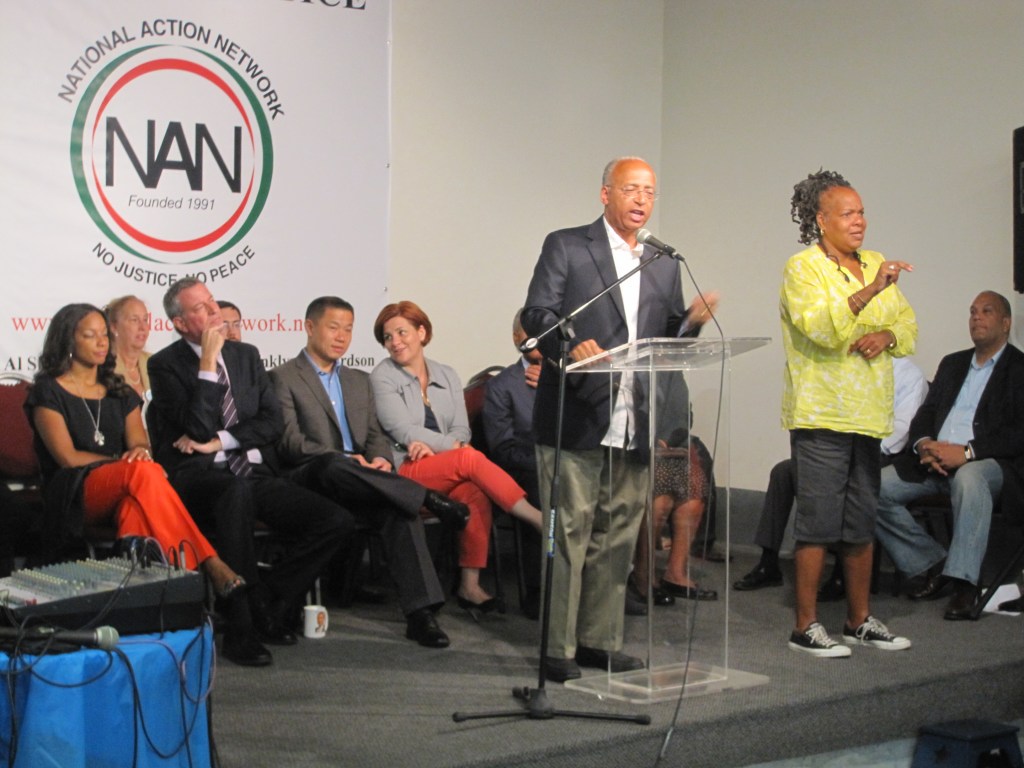 Bill Thompson at the National Action Network this morning.