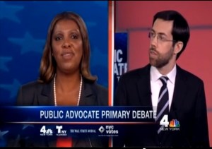 Councilwoman Tish James and State Senator Daniel Squadron face off in a debate. (Photo: YouTube)