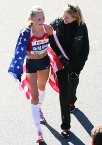 Crossing the finish line.