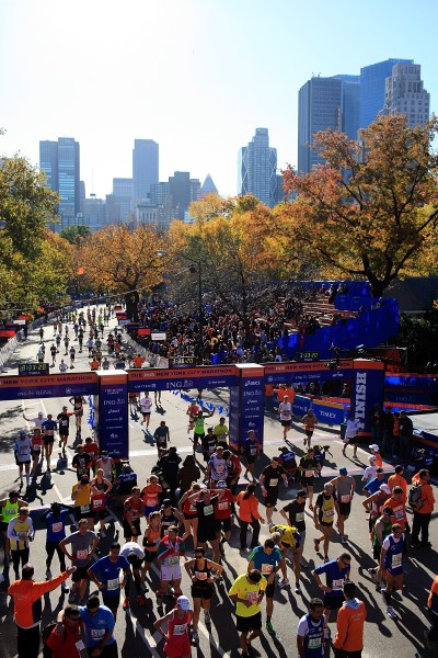 At the finish line.