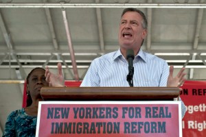 Bill de Blasio at an immigration rally over the weekend. (Photo: Getty)
