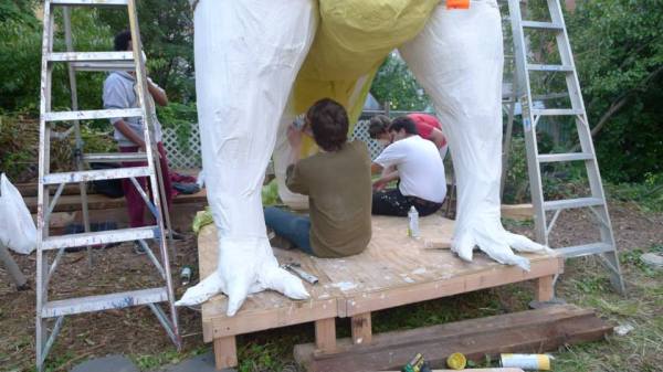 The crew works on painting their masterpiece. (Photo: Facebook)