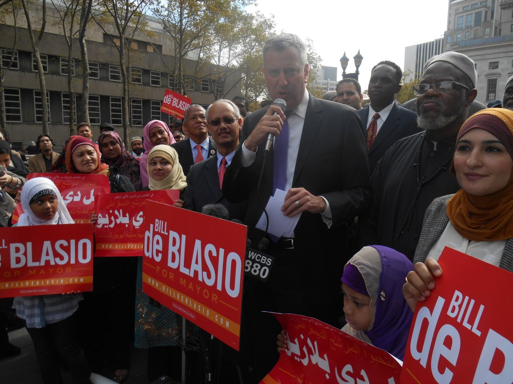 Bill de Blasio at the Muslim rally today.